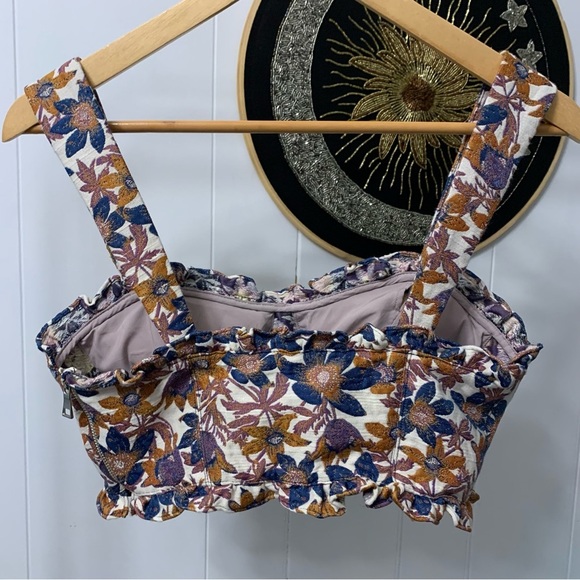 Anthropologie Sachin Babi Jacquard Sweetheart Crop Top Bustier Corset Tapestry - Picture 7 of 14